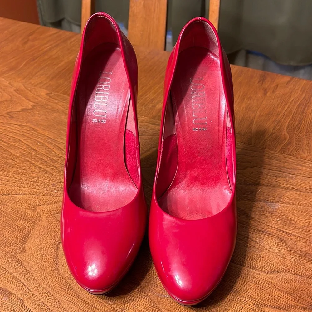 GIFTED Vintage Patent Leather Loriblu Made in Italy Red Patent Fetish Pumps 38 - Picture 3 of 15